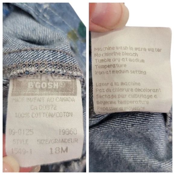 Vintage Oshkosh B'Gosh Overalls Blue Denim Car Truck Print Toddler 1990’s Sz 18M - Picture 13 of 15